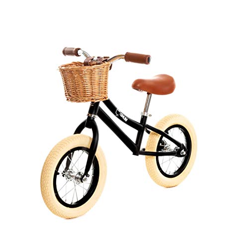 MUNDO PETIT - Bicicleta sin pedales para niños de 2 a 6 años con cesta incluida (Negro)